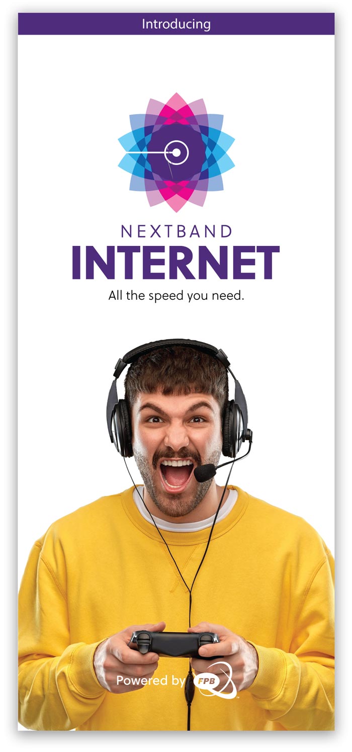 Brochure cover with guy in headphones gaming.