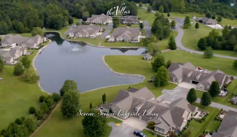 Villas at Woodson Bend aerial view still from video.