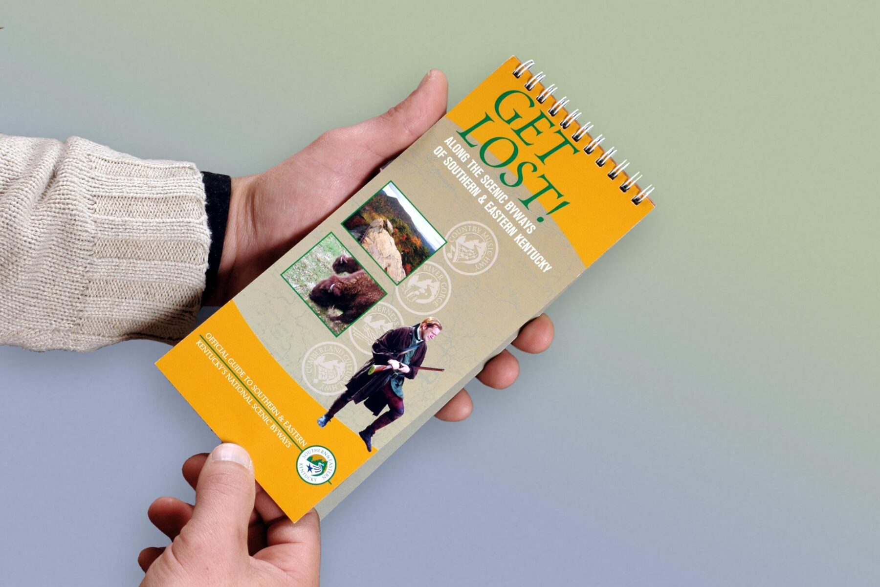 Spiral flip booklet with title "Get Lost! ... Along the scenic byways of southern & eastern Kentucky.