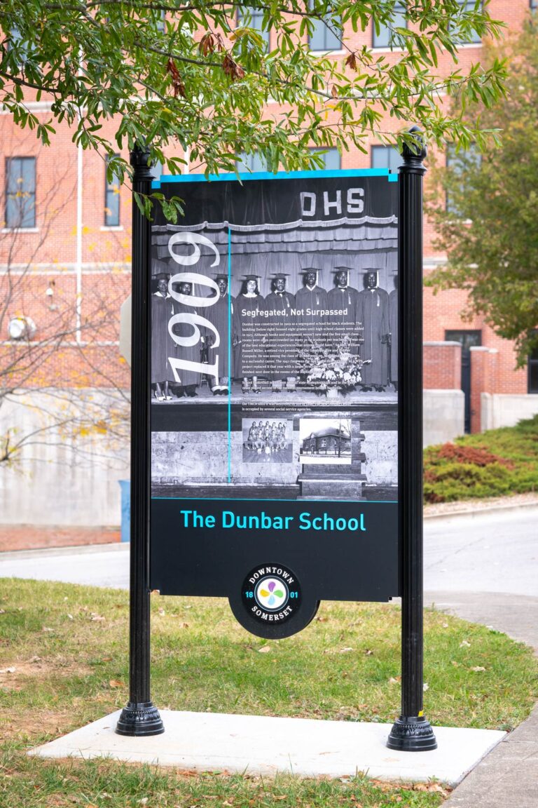 Information sign about historic Dunbar School.