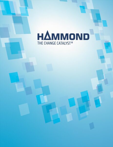 Brochure cover with Hammond logo and squares in a graphic circular pattern.