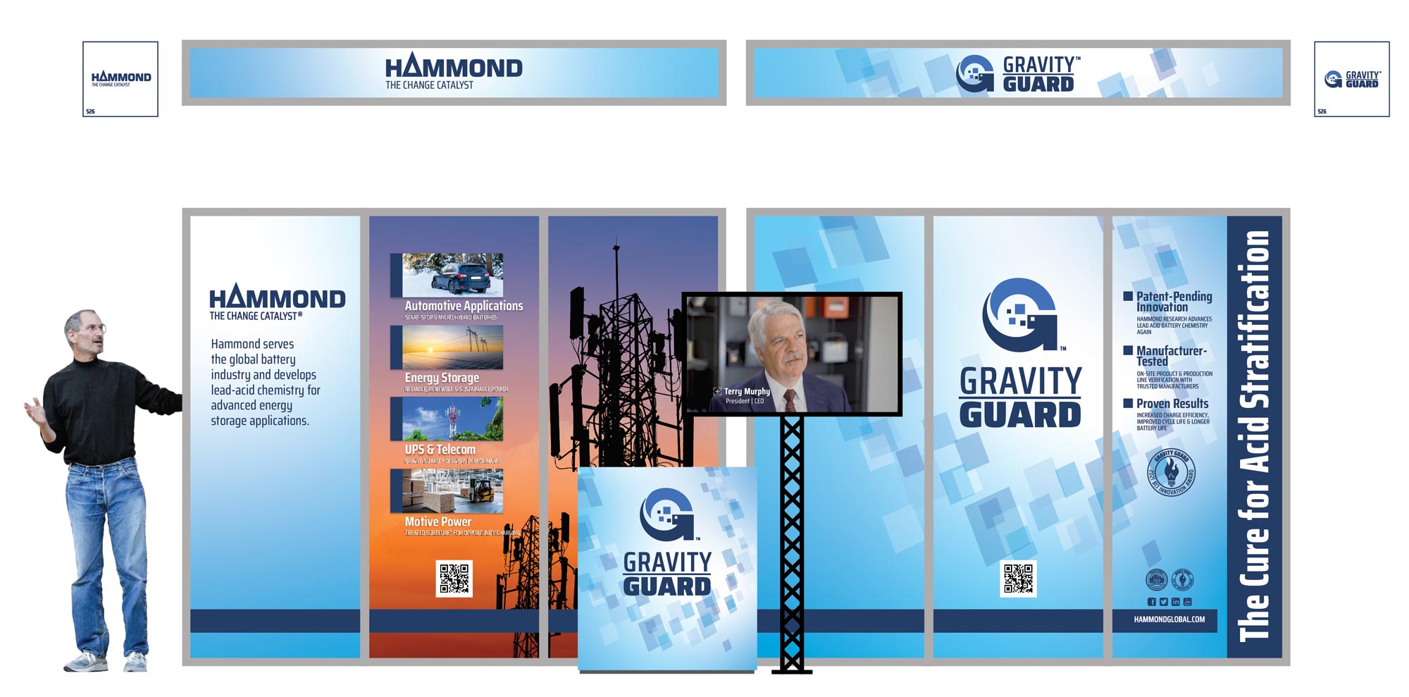 Design drawing of proposed Hammond Group trade show display.