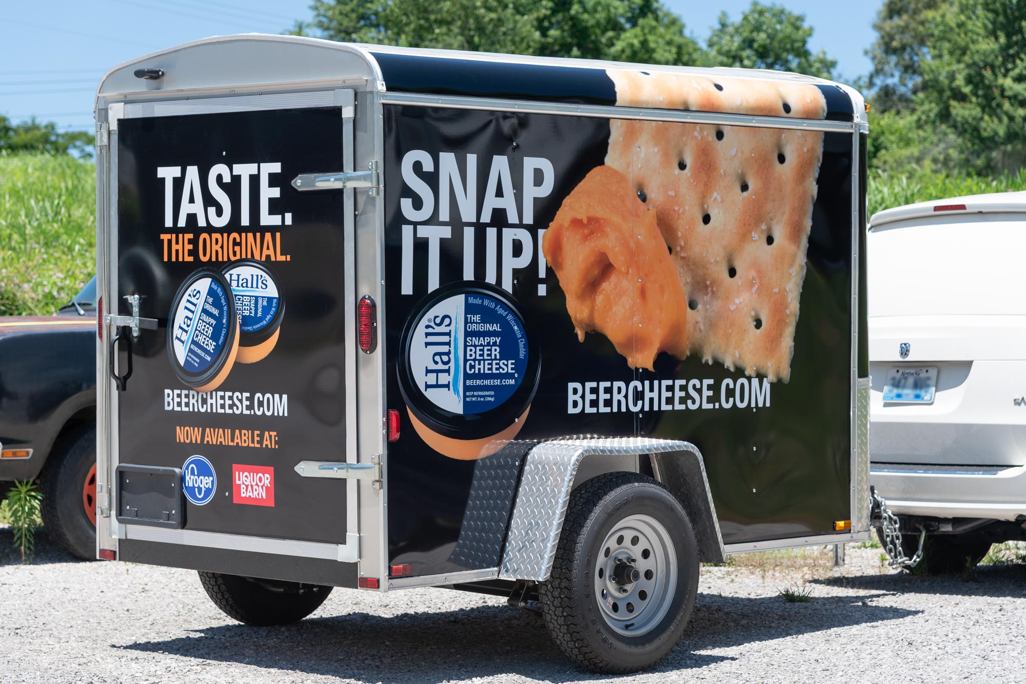 Hall's Beer Cheese trailer wrapped with visual graphics