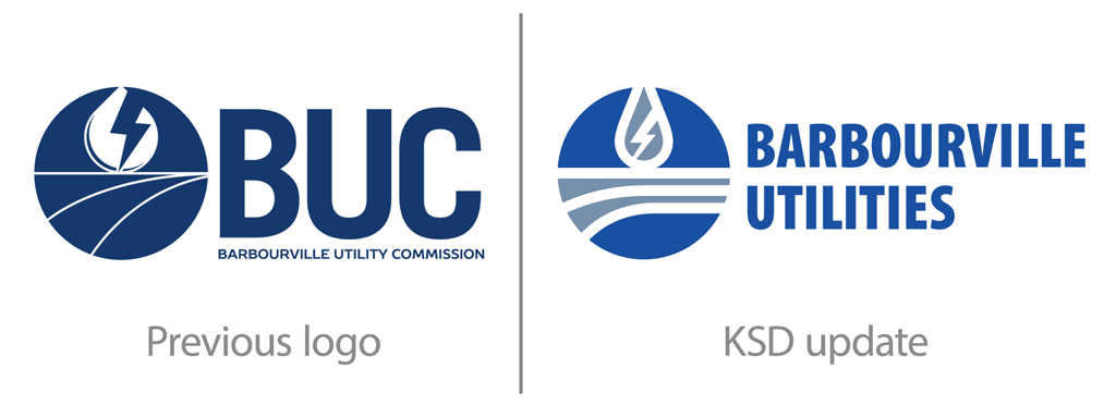 Old Barbourville Utility Commission logo and re-designed logo