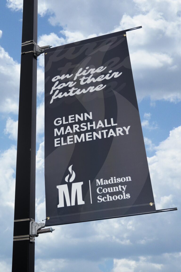 outdoor banner on light post