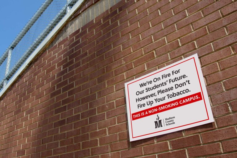 Non-Smoking sign with Madison County Schools logo