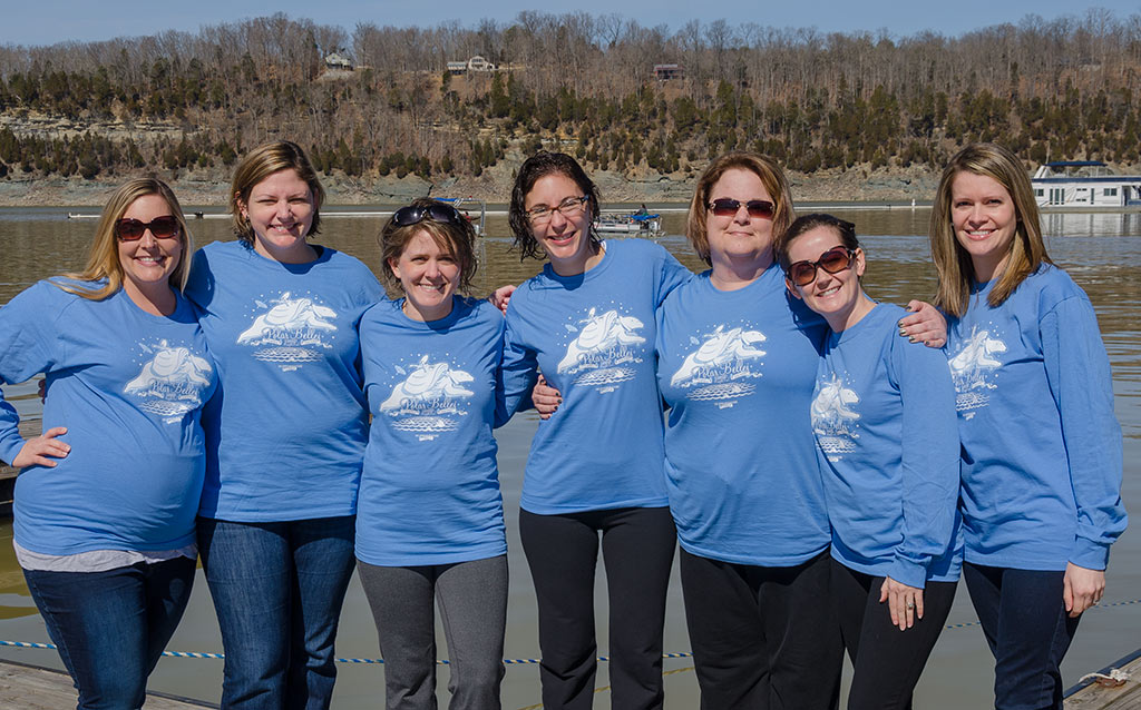 Group of womoen with matching Polar Belles shirts