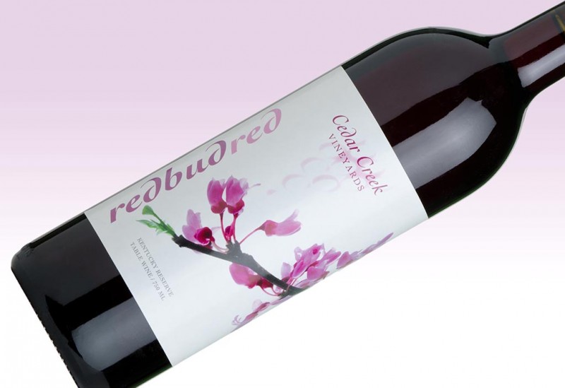 Wine bottle with RedBud Red lable