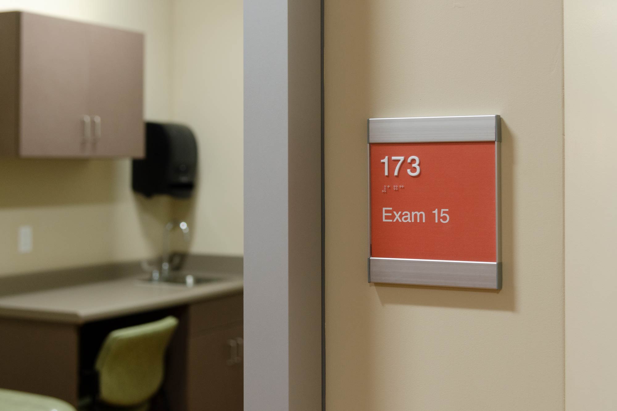 Room sign in a medical office