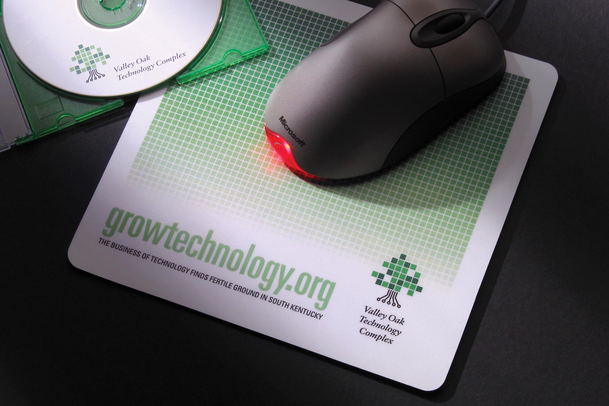 Mousepad and CD with Valley Oak Technology Complex branding