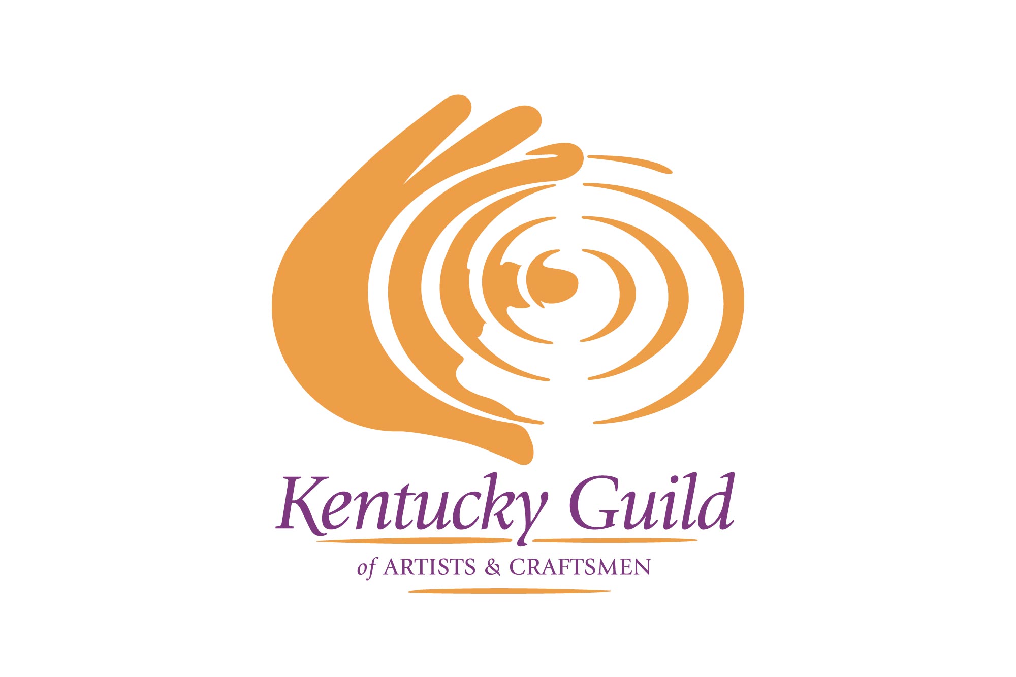 Logo for the Kentucky-Guild-of-Artists-and-Craftsmen with stylized hand making surface water ripples