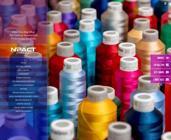 NPACT Apparel website home page