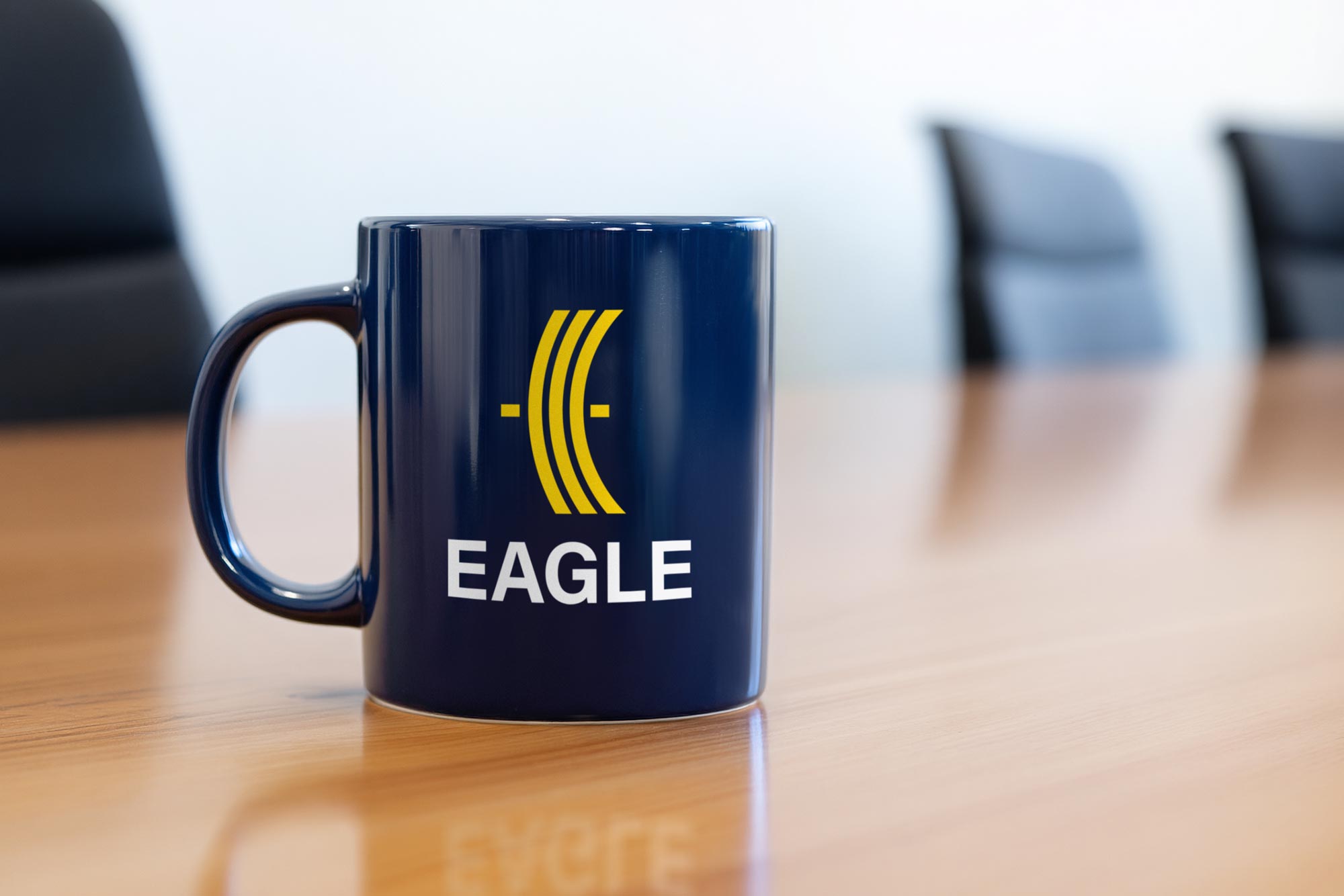 Coffee mug with Eagle logo applied
