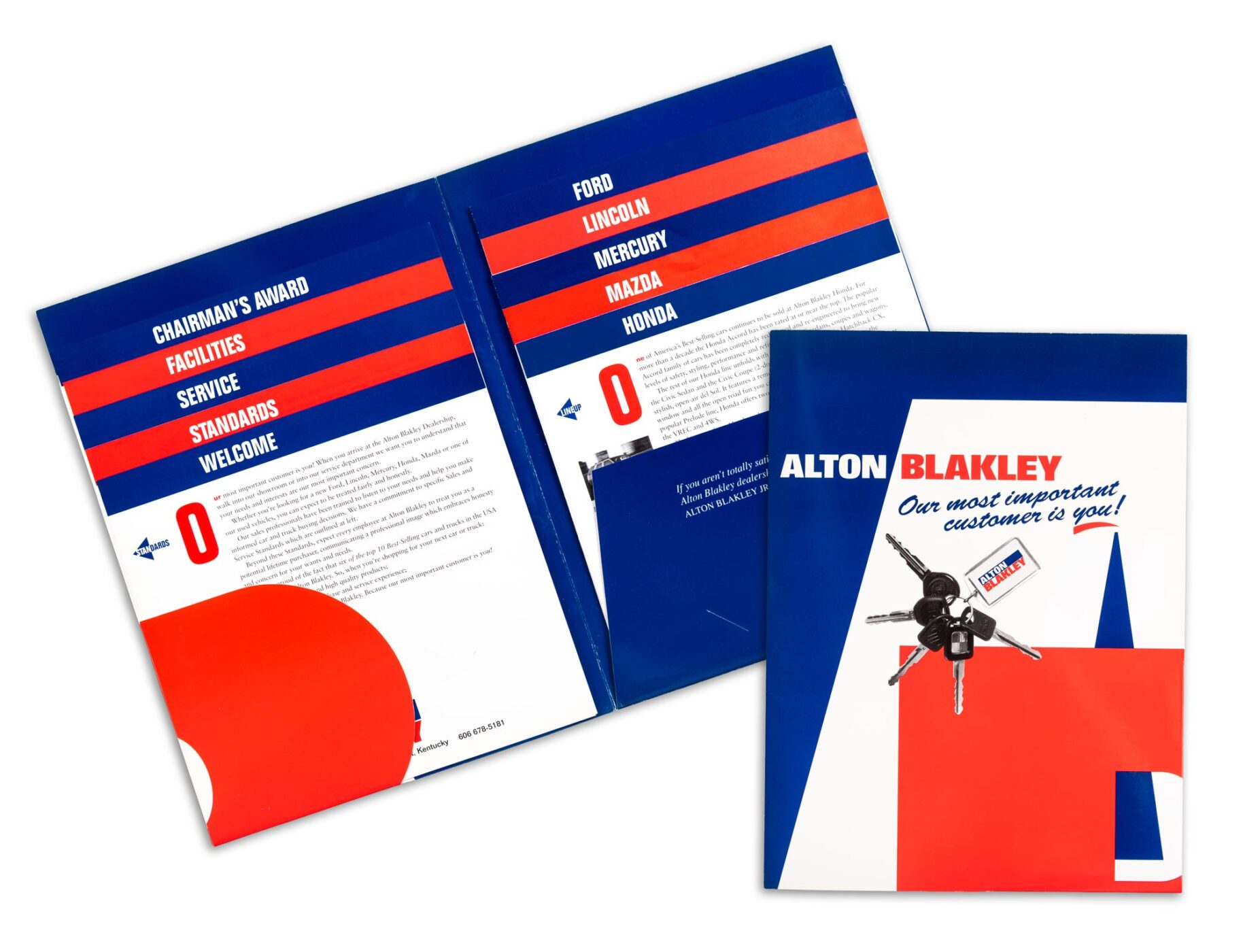 Alton Blakley Family of Dealerships marketing folder with insert pages.