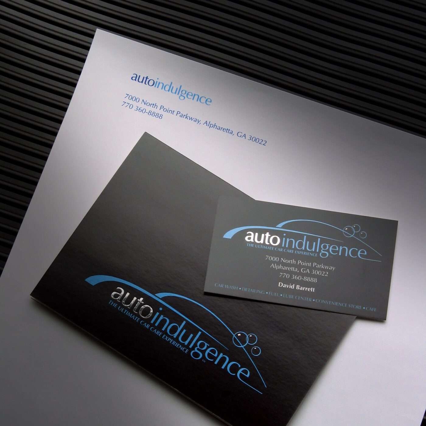 letterhead, card, and business card for Autoindulgence