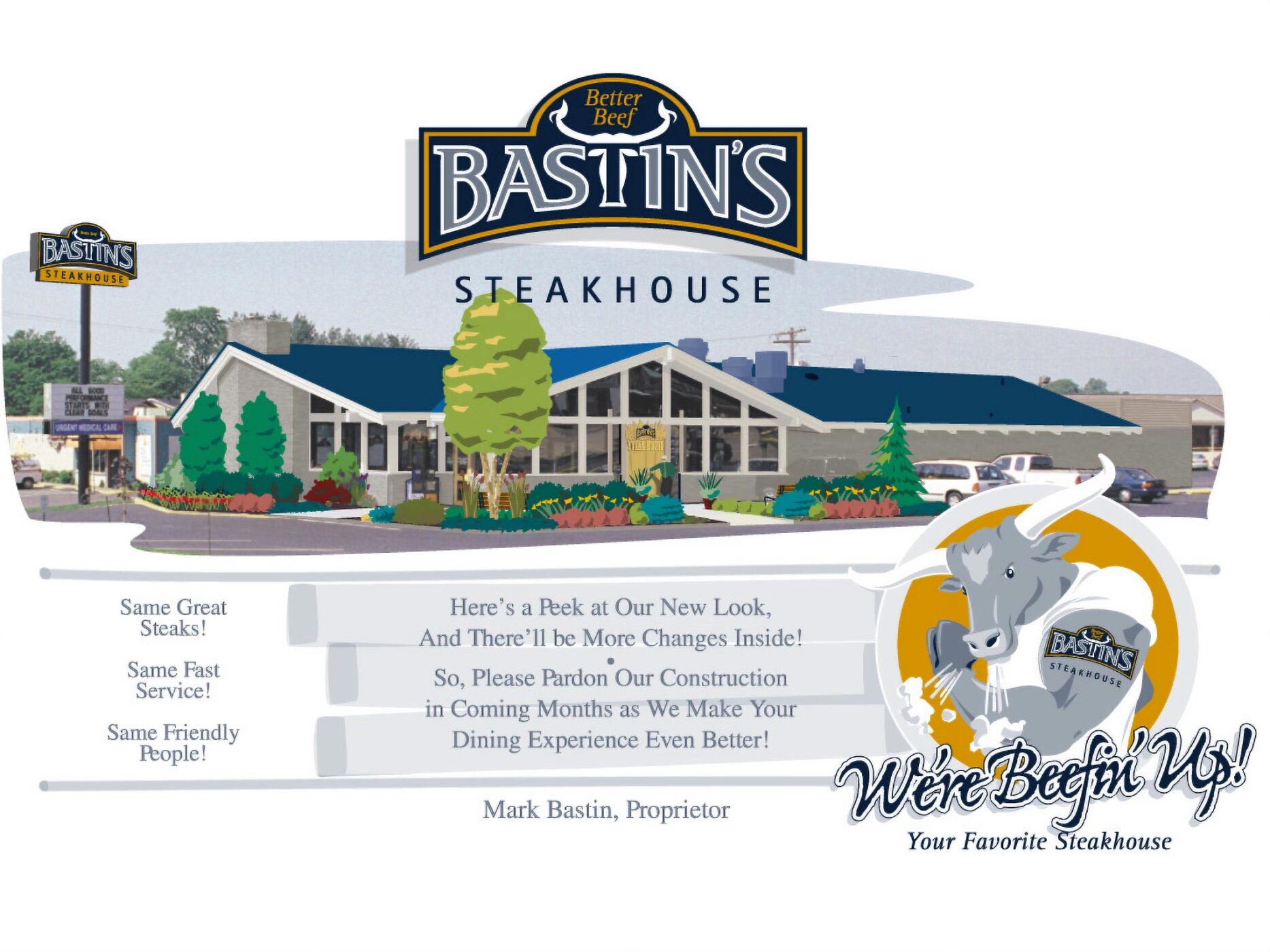 Bastin's Steakhouse renovation flyer
