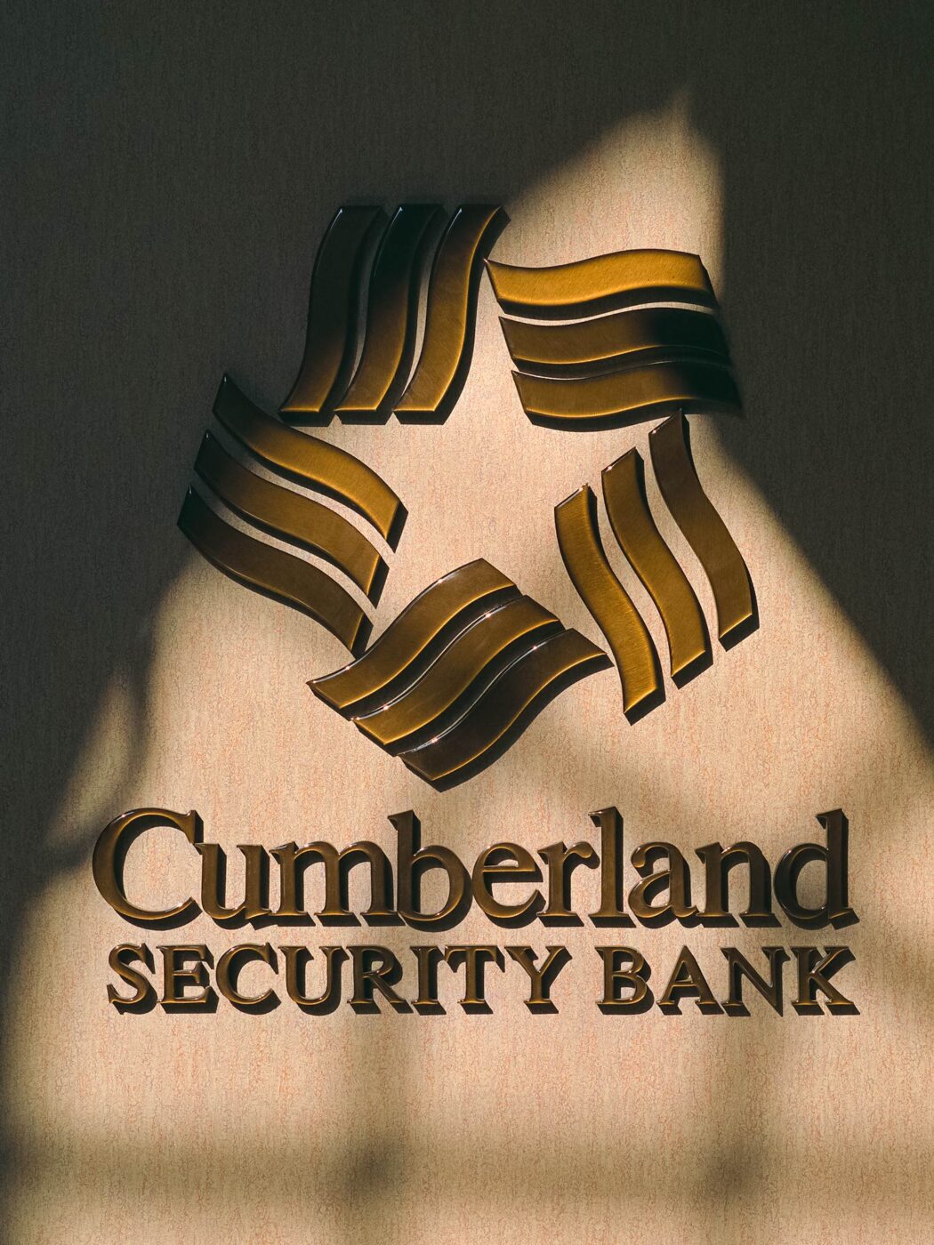 dimensional lobby logo in dramatic light