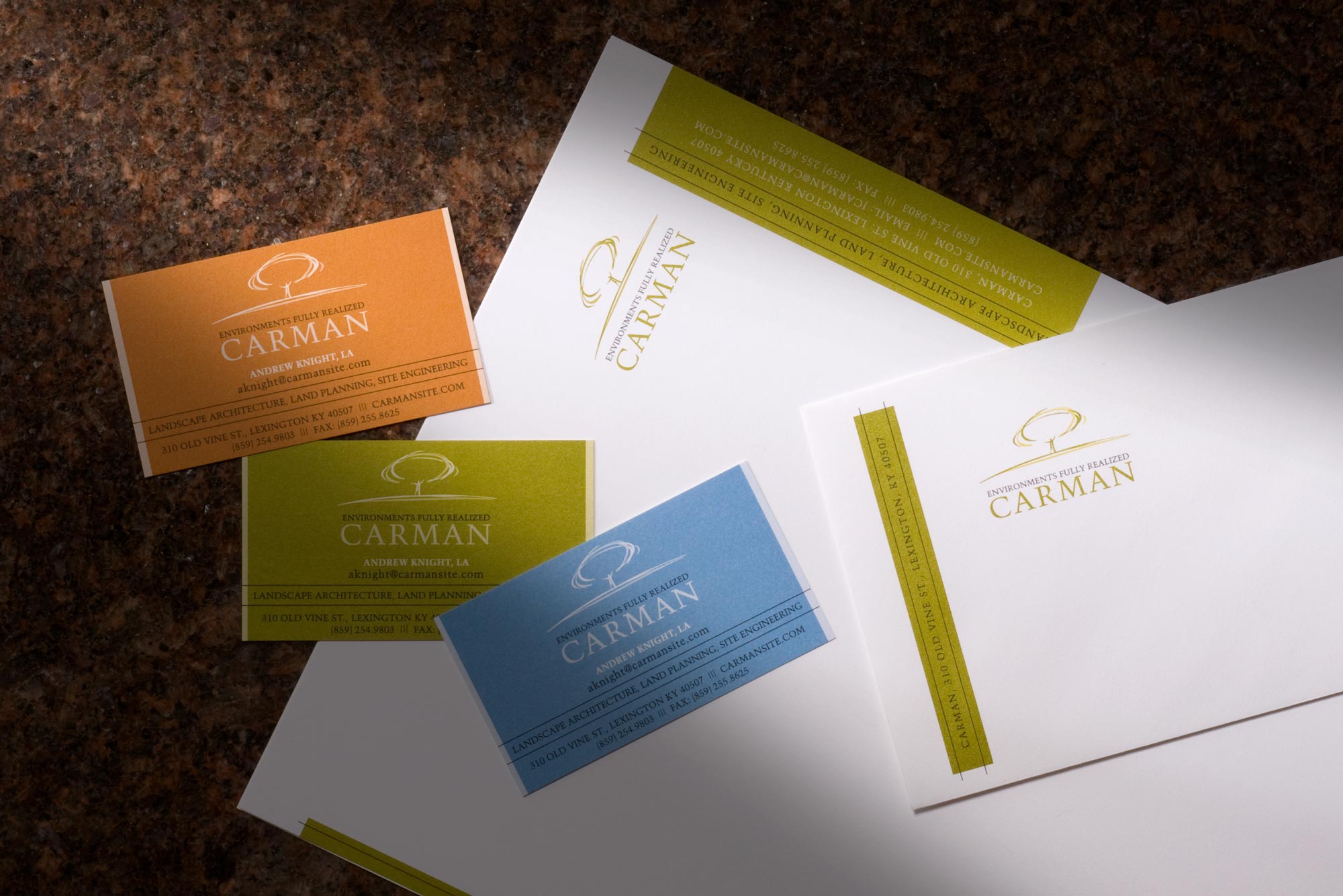 Business cards and stationery for Carman Landscape Architects