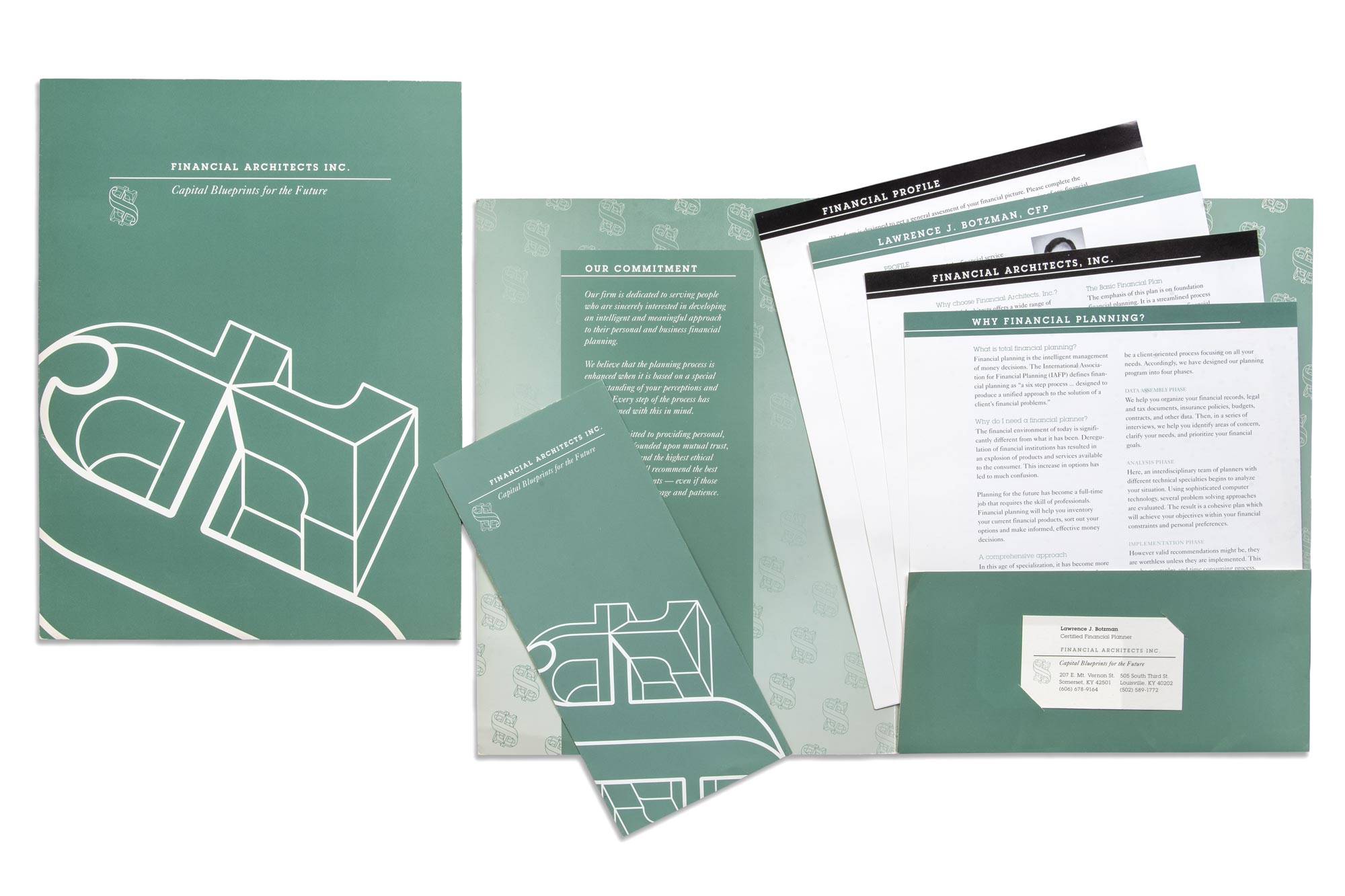 Financial Architects informational folder and brochure