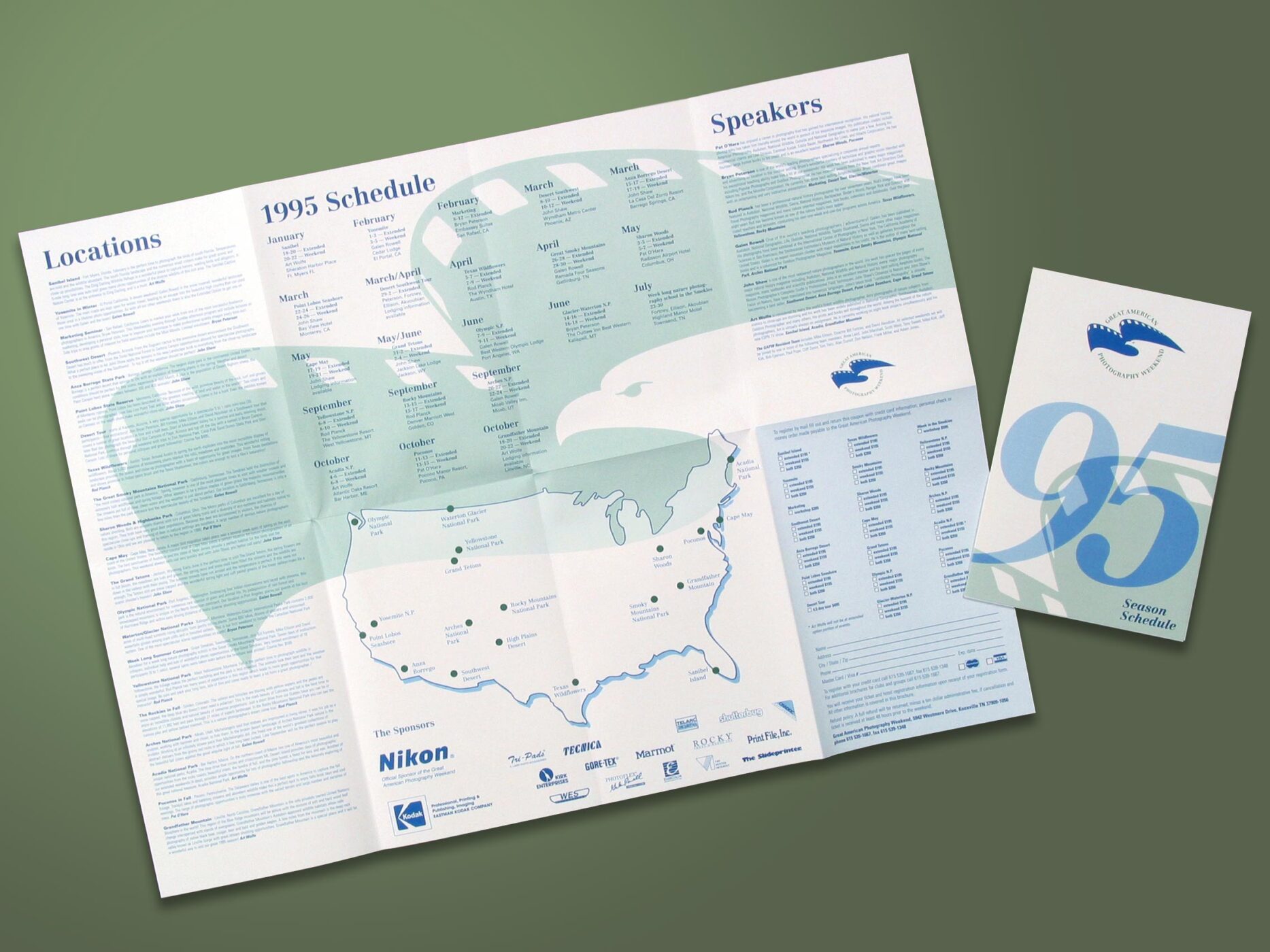 Great American Photography Weekend season schedule foldable map.