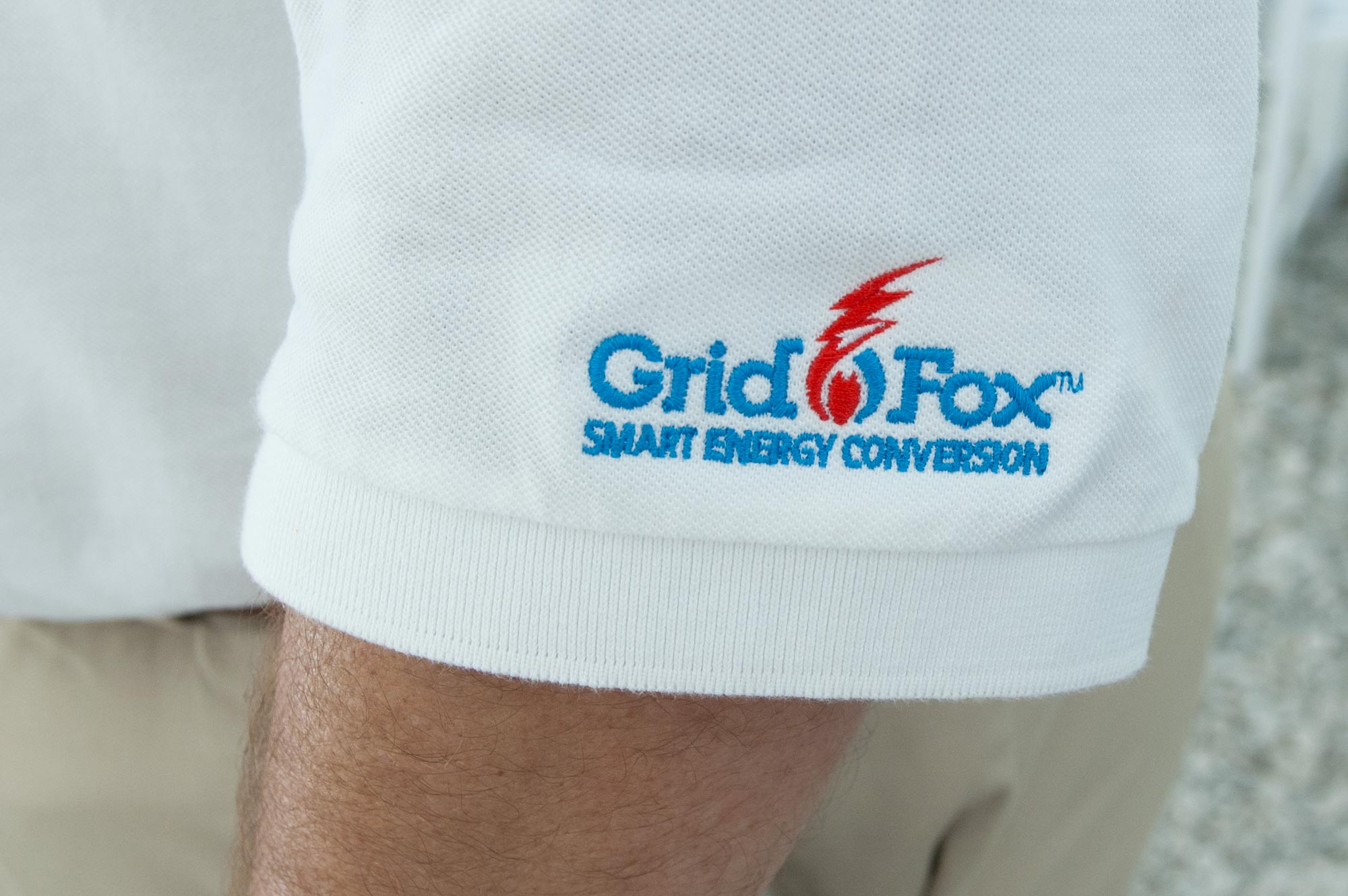 GridFox logo embroidered on a short sleeve shirt