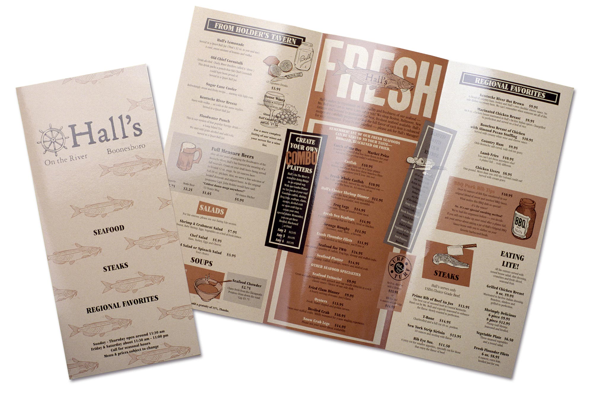 Hall's on the River restaraunt menu