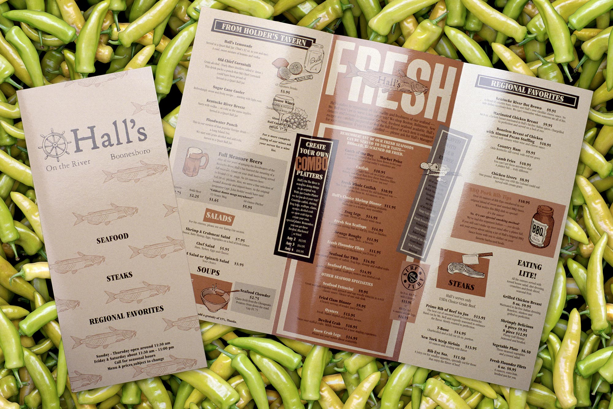 Hall's on the River restaraunt menu