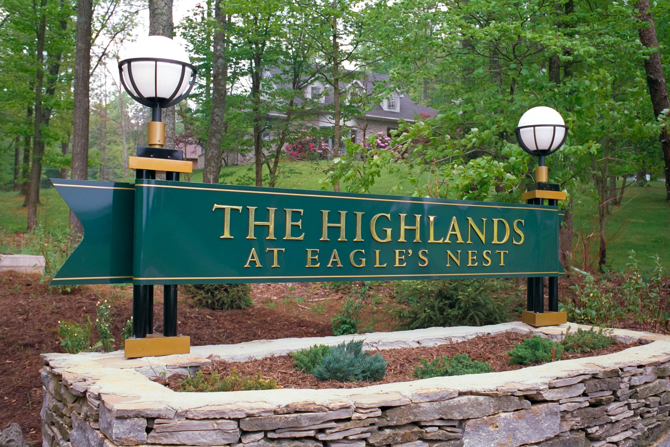 The Highlands at Eagle's Nest housing subdivision entrance sign