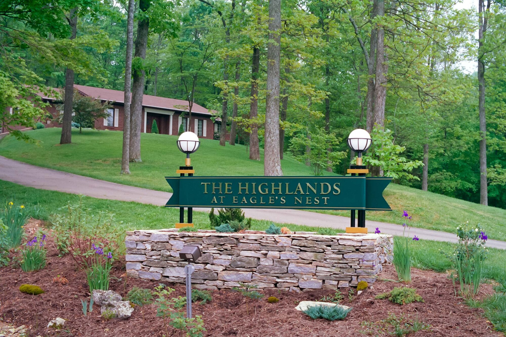 The Highlands at Eagle's Nest housing subdivision entrance sign