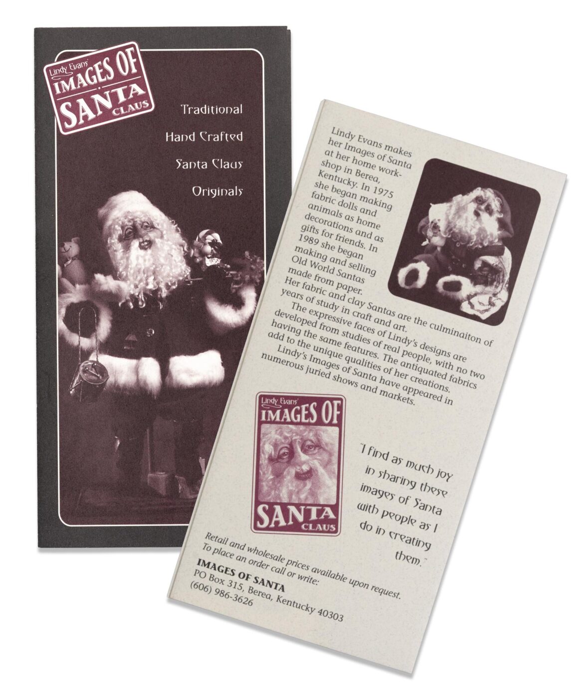 Brochure front and back for Lindy Evans' Images of Santa Claus by KSD Kinetic Strategic Design