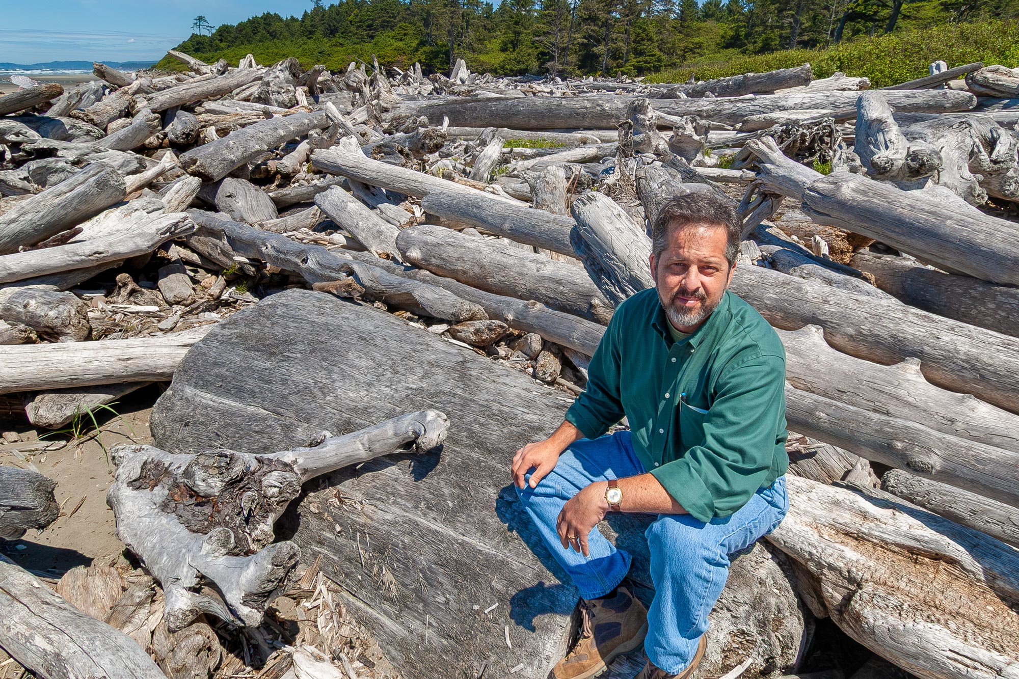 Kirby Stephens of KSD Kinetic Strategic Design on the Pacific Ocean coast near Seattle Washington.