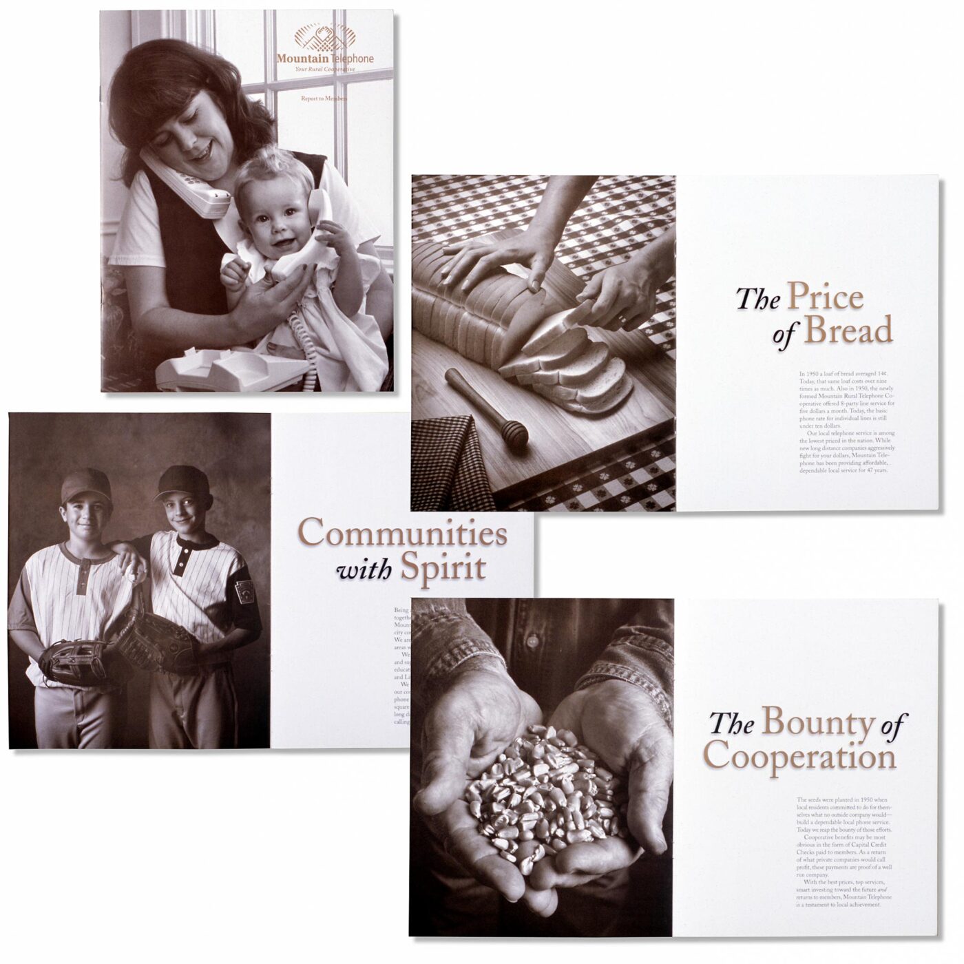 Cover and selected pages from a Mountain Rural Telephone Annual Report