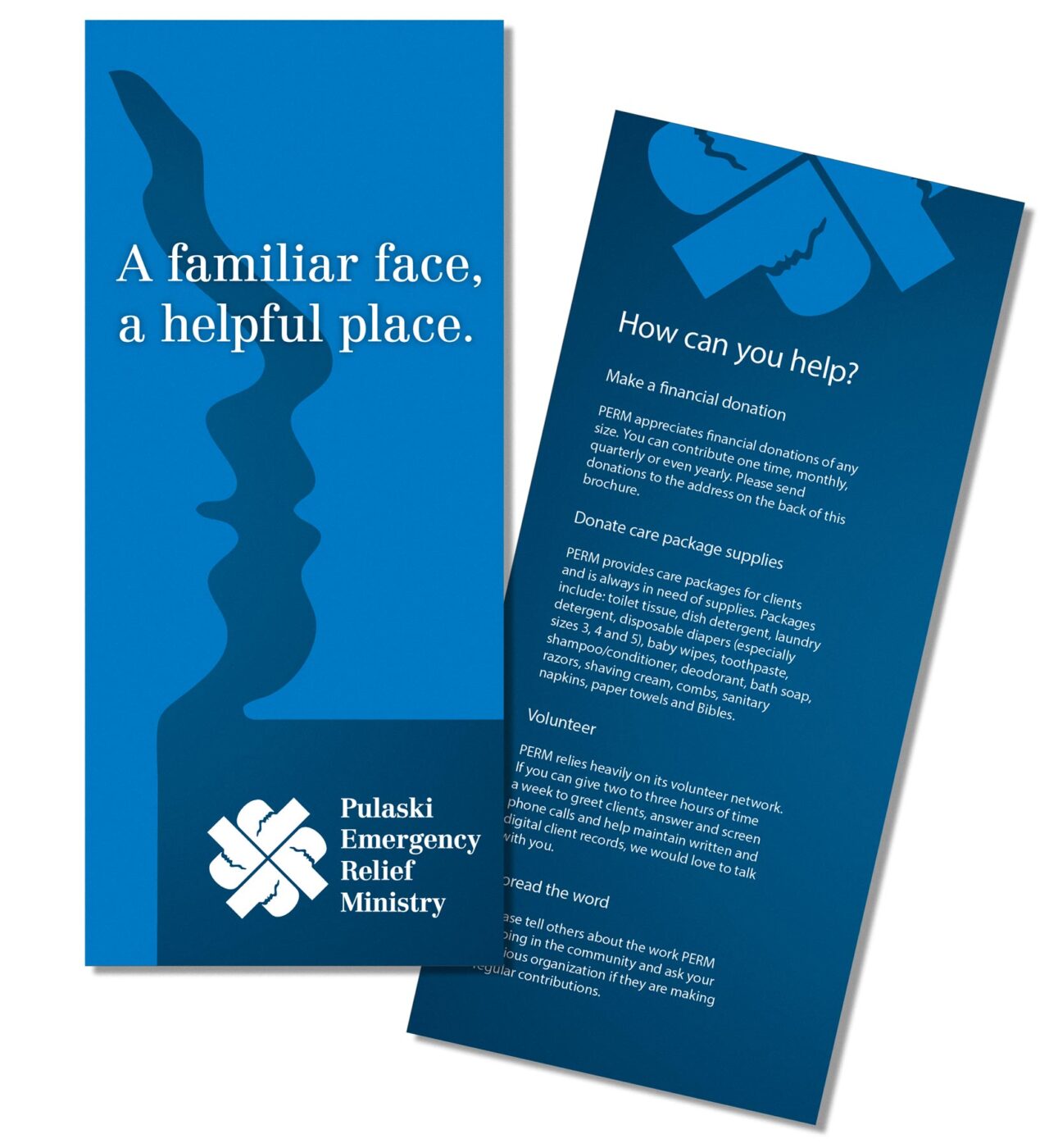 Brochure front and back for Pulaski Emergency Relief Ministry