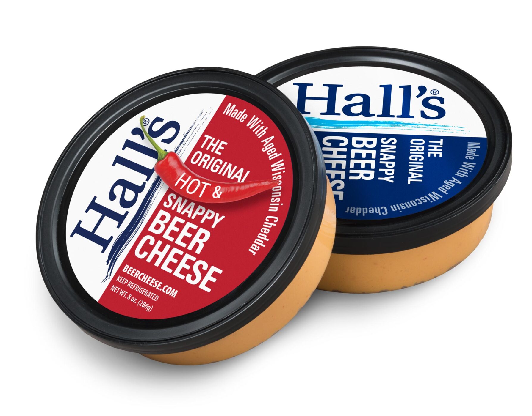 Hall's Beer Cheese tub with label