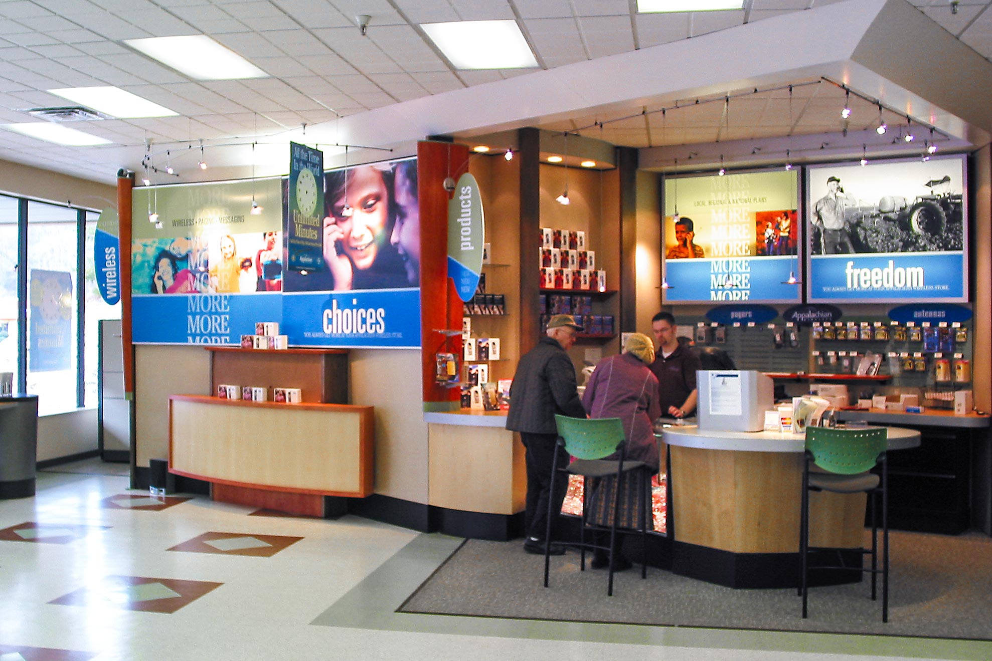 Appalachian Wireless lobby with signage