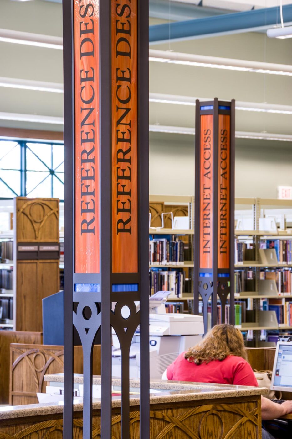 Pulaski County Library interior sectional signs