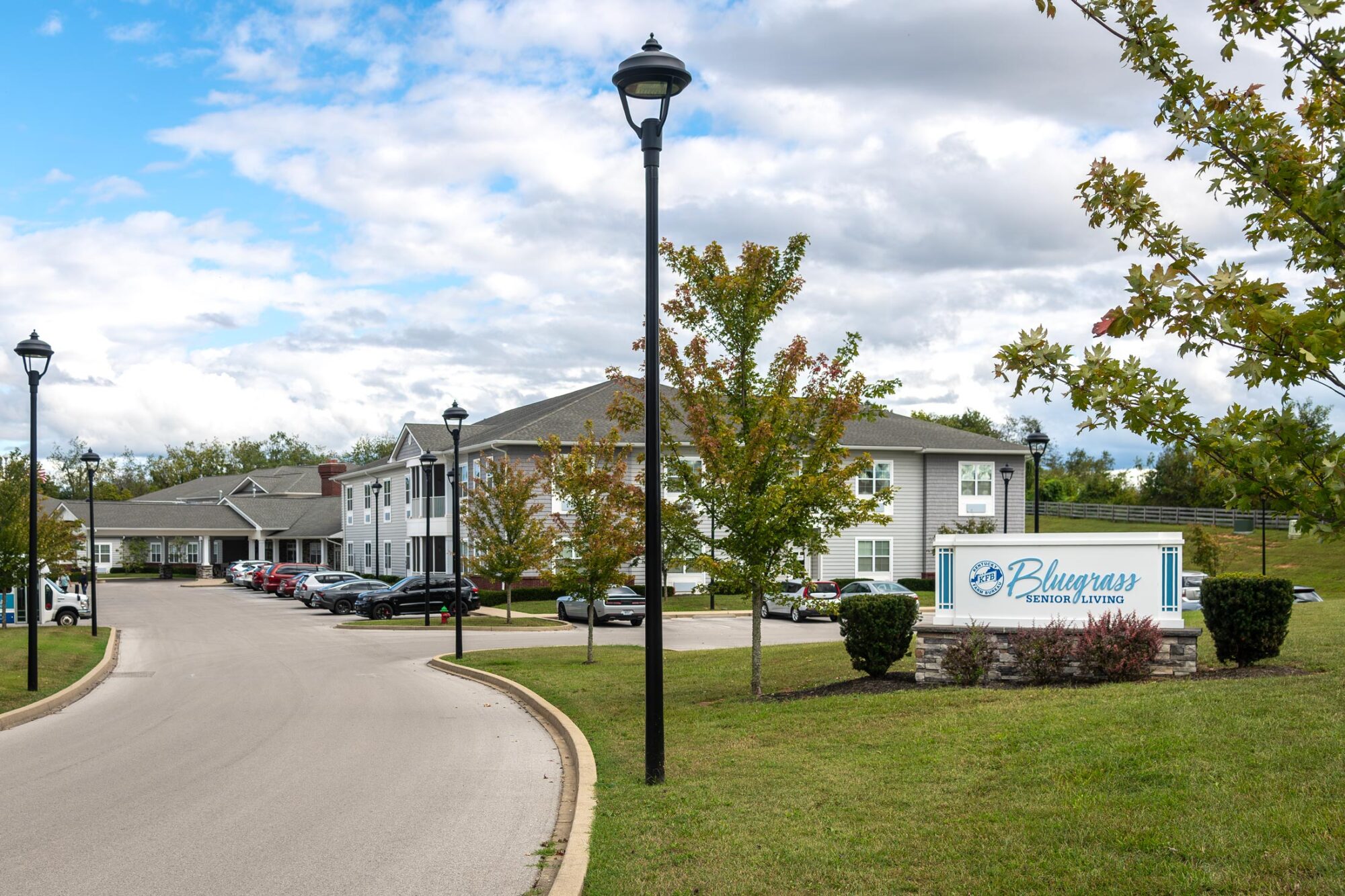 Bluegrass Senior Living entrance view with main sign