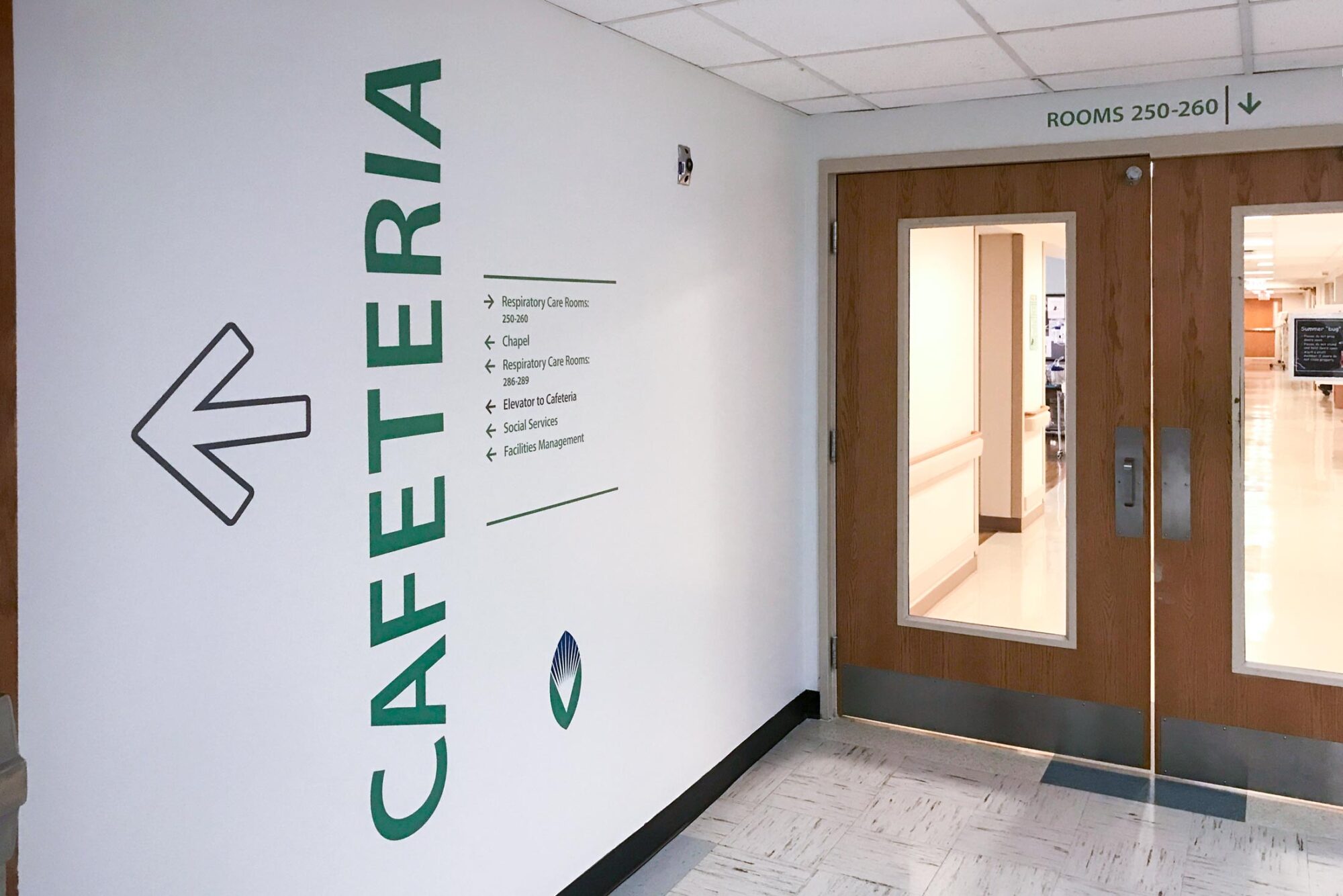 Rockcastle Regional Hospital interior directional sign