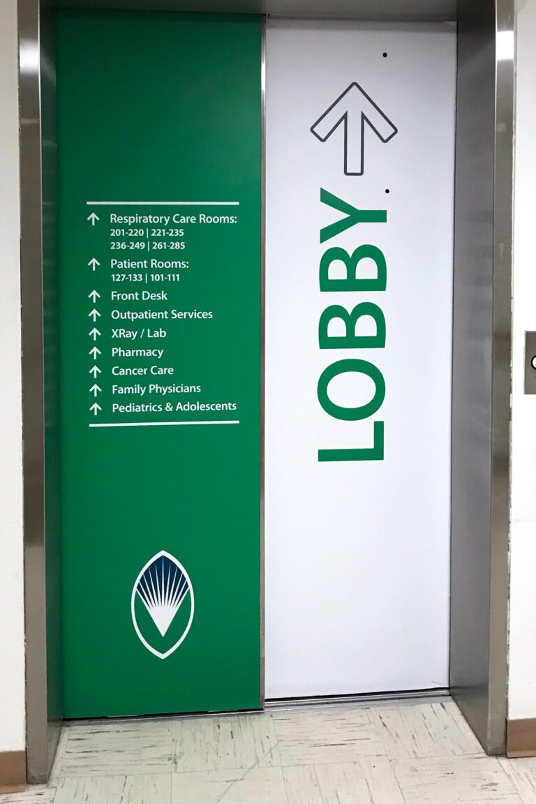 Rockcastle Regional Hospital elevator directional sign