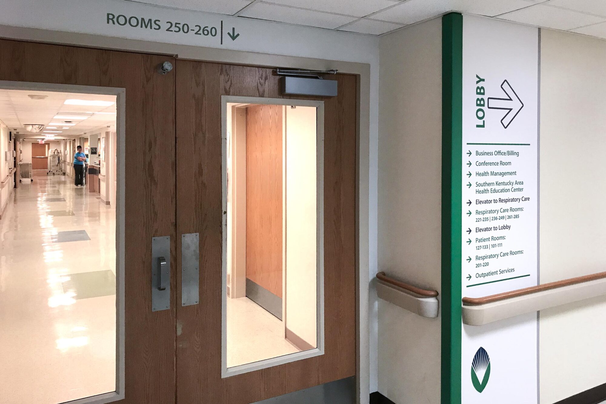 Rockcastle Regional Hospital interior directional sign